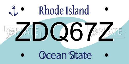 ZDQ67Z Rhode Island License Plate