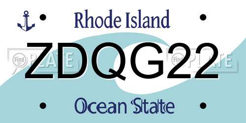 ZDQG22 Rhode Island License Plate