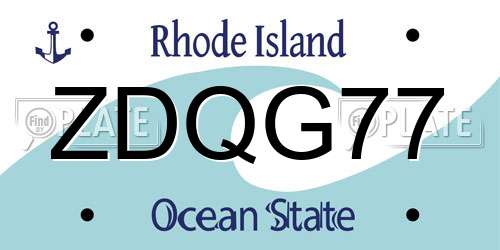 ZDQG77 Rhode Island License Plate