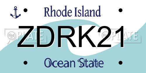 ZDRK21 Rhode Island License Plate