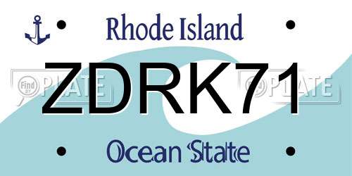 ZDRK71 Rhode Island License Plate