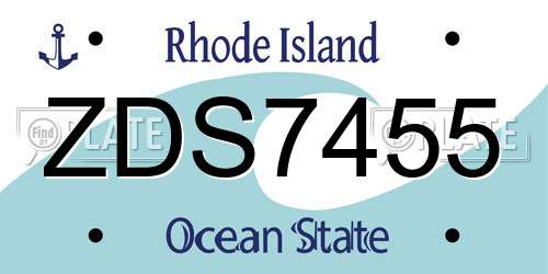 ZDS7455 Rhode Island License Plate