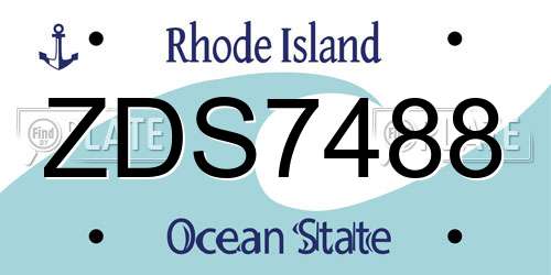 ZDS7488 Rhode Island License Plate