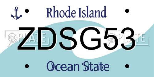 ZDSG53 Rhode Island License Plate