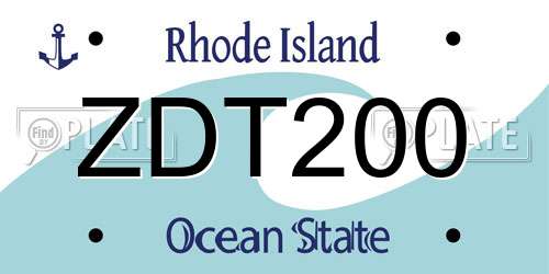 ZDT200 Rhode Island License Plate