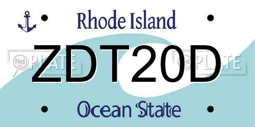 ZDT20D Rhode Island License Plate