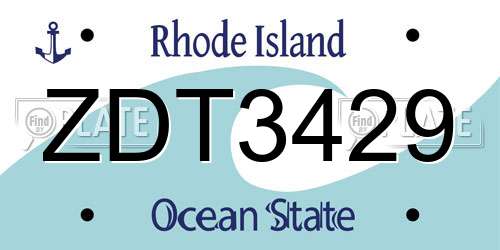 ZDT3429 Rhode Island License Plate