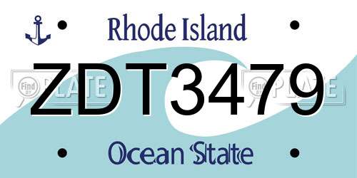 ZDT3479 Rhode Island License Plate