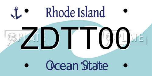 ZDTT00 Rhode Island License Plate