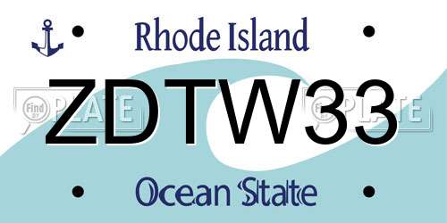 ZDTW33 Rhode Island License Plate