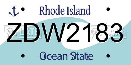 ZDW2183 Rhode Island License Plate