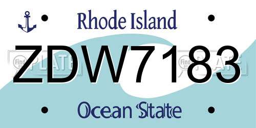 ZDW7183 Rhode Island License Plate