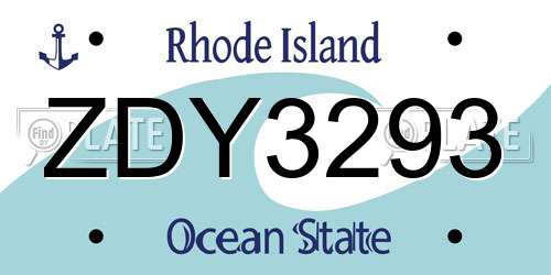 ZDY3293 Rhode Island License Plate