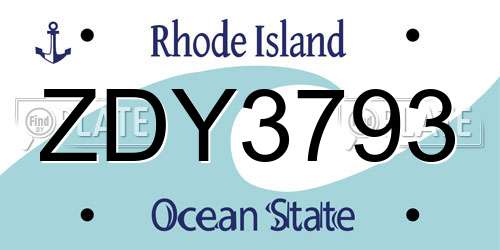 ZDY3793 Rhode Island License Plate
