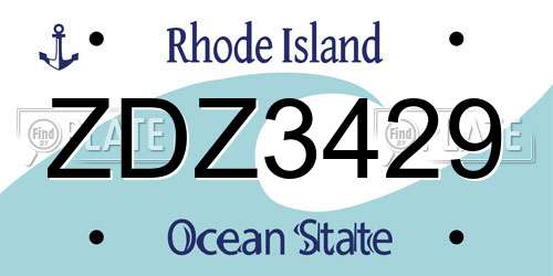 ZDZ3429 Rhode Island License Plate