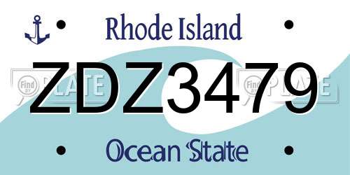 ZDZ3479 Rhode Island License Plate