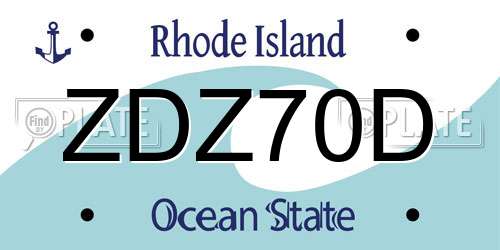 ZDZ70D Rhode Island License Plate