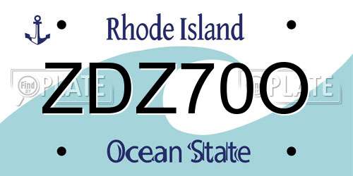 ZDZ70O Rhode Island License Plate