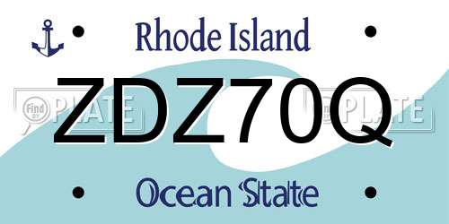 ZDZ70Q Rhode Island License Plate