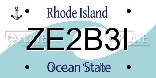 ZE2B3I Rhode Island License Plate
