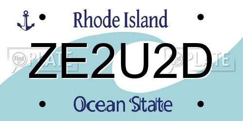 ZE2U2D Rhode Island License Plate