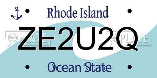 ZE2U2Q Rhode Island License Plate