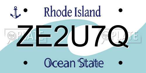 ZE2U7Q Rhode Island License Plate