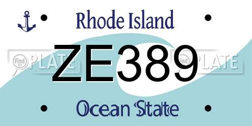 ZE389 Rhode Island License Plate