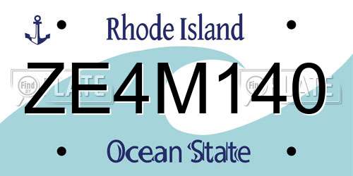 ZE4M140 Rhode Island License Plate