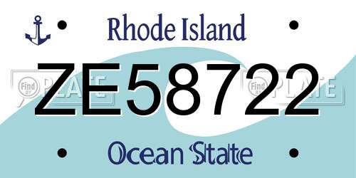 ZE58722 Rhode Island License Plate