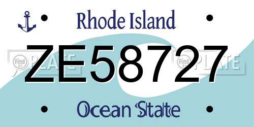 ZE58727 Rhode Island License Plate