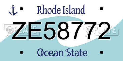 ZE58772 Rhode Island License Plate