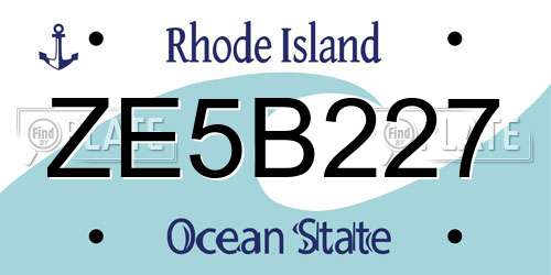 ZE5B227 Rhode Island License Plate
