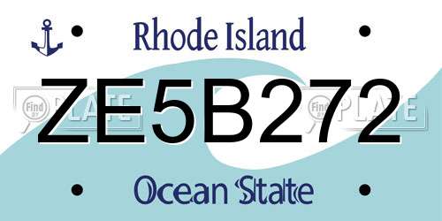 ZE5B272 Rhode Island License Plate