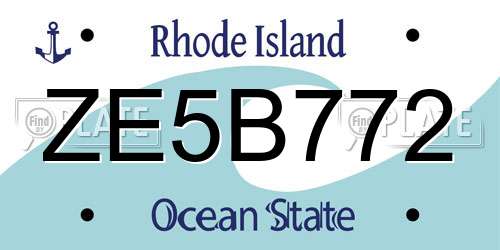 ZE5B772 Rhode Island License Plate