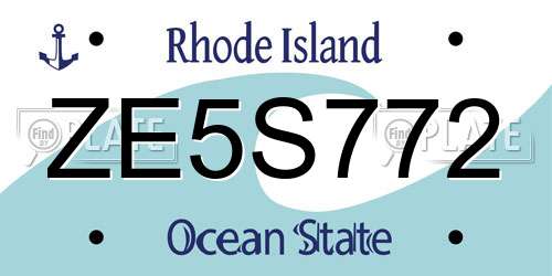 ZE5S772 Rhode Island License Plate