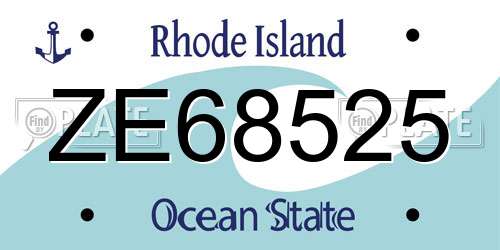 ZE68525 Rhode Island License Plate