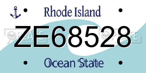 ZE68528 Rhode Island License Plate