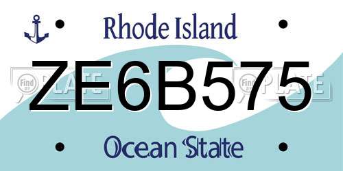 ZE6B575 Rhode Island License Plate