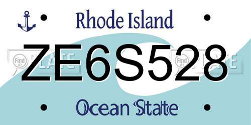 ZE6S528 Rhode Island License Plate