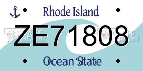 ZE71808 Rhode Island License Plate