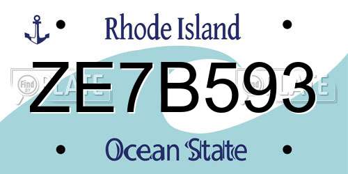 ZE7B593 Rhode Island License Plate