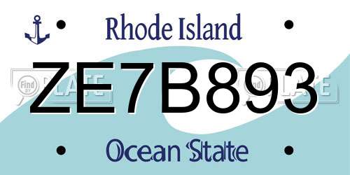 ZE7B893 Rhode Island License Plate