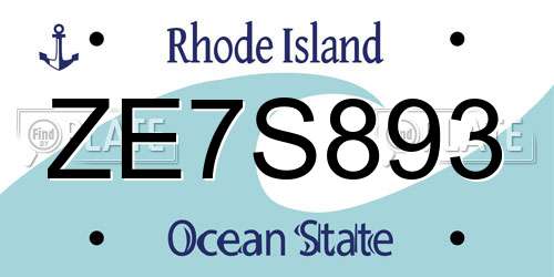 ZE7S893 Rhode Island License Plate