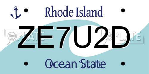 ZE7U2D Rhode Island License Plate