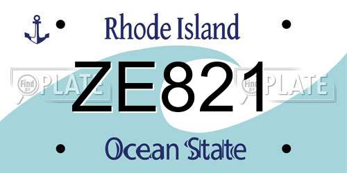 ZE821 Rhode Island License Plate