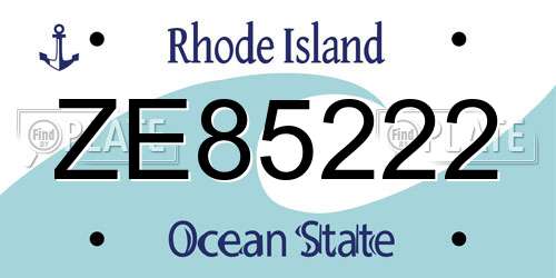 ZE85222 Rhode Island License Plate