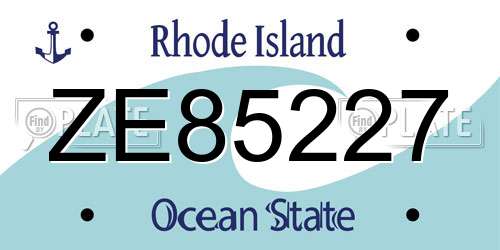 ZE85227 Rhode Island License Plate