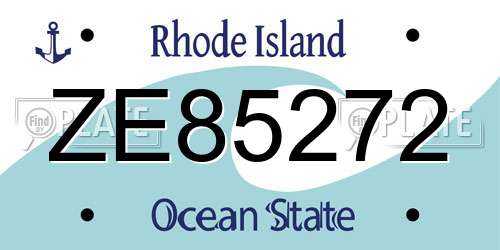 ZE85272 Rhode Island License Plate