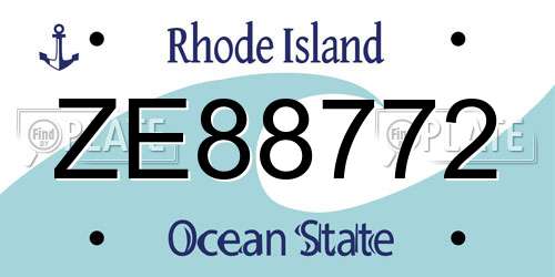 ZE88772 Rhode Island License Plate